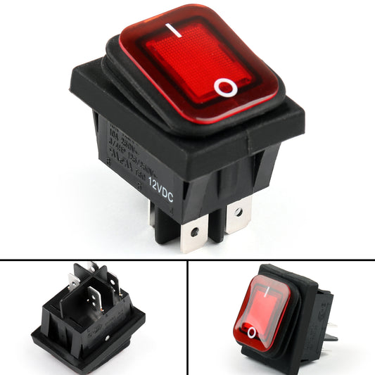 1Pcs RLEIL RL2-102 Waterproof IP65 Car Rocker Switch 4Pin ON/OFF 12V 10A Red