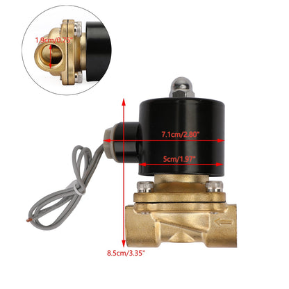 DC 12V Electric Solenoid Valve Water Air 1/2" Brass Normal Closed N/C Generic