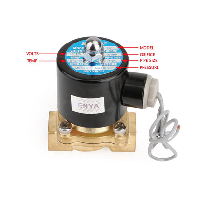 DC 12V Electric Solenoid Valve Water Air 1/2" Brass Normal Closed N/C Generic