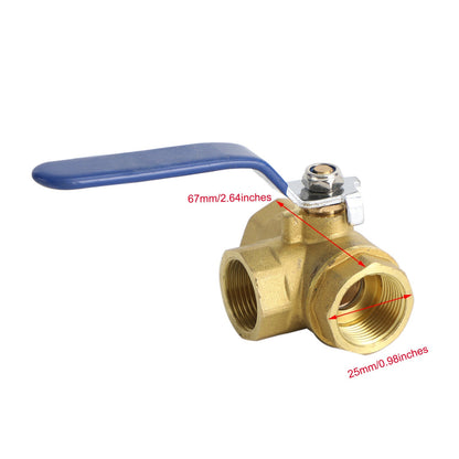 1/2" 3 Way Ball Valve Three T Port NPT Brass Female Type For Water Oil And Gas Generic