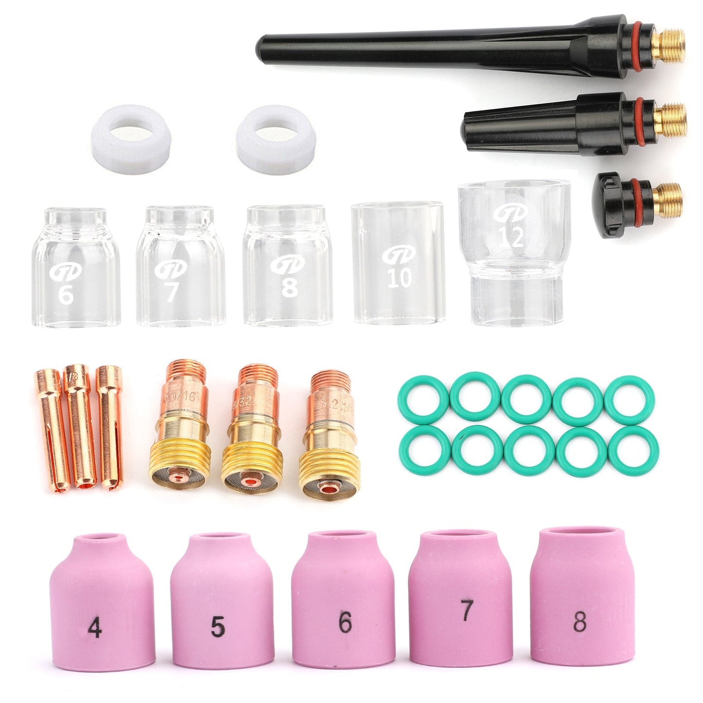 31Pcs TIG Welding Torch Stubby Gas Lens #12 Pyrex Glass Cup Kit For WP-17/18/26 Generic