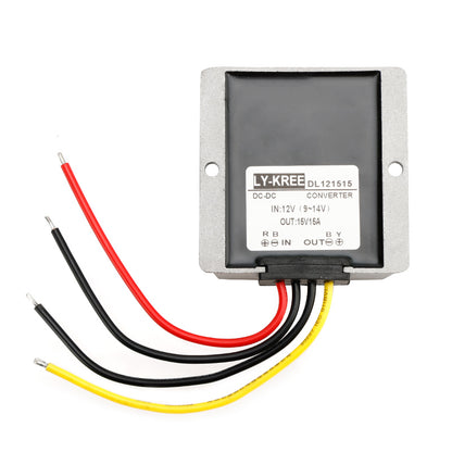 High Efficiency 12V to 15V DC Step-Up Converter – 15A Waterproof Regulator with Thermal and Overcurrent Protection