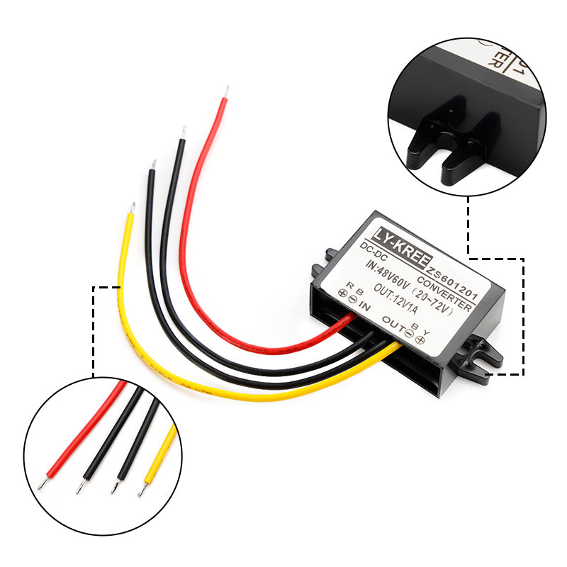 Waterproof DC-DC Converter 60V Step Down to 12V Car Power Supply Module 1A Generic