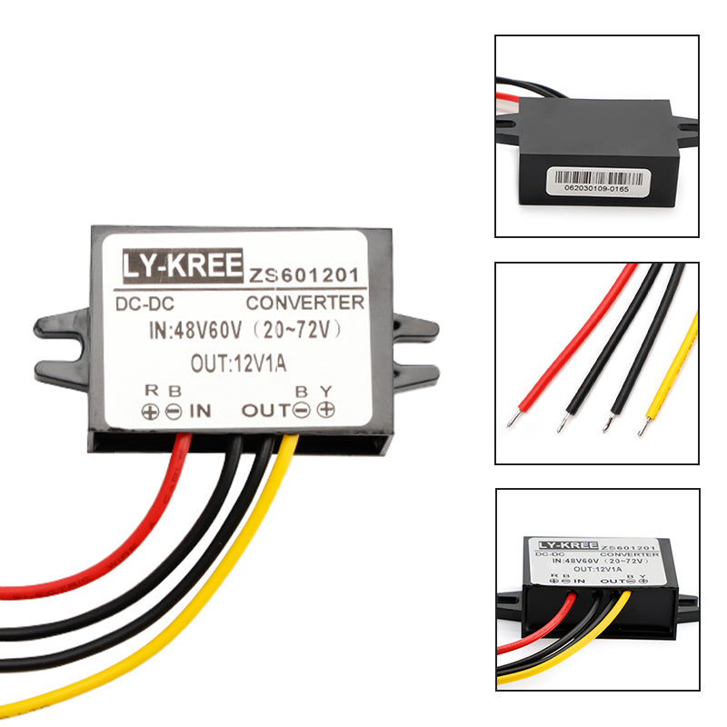 Waterproof DC-DC Converter 60V Step Down to 12V Car Power Supply Module 1A Generic