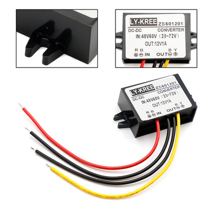 Waterproof DC-DC Converter 60V Step Down to 12V Car Power Supply Module 1A Generic