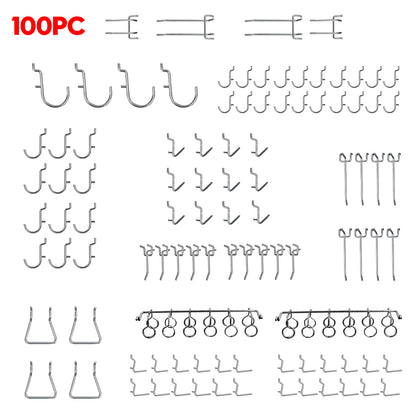 100Pc Pegboard Hook Assortment Kit Storage Shop Garage Organizing Tools Hanger