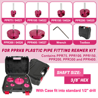 6 Piece 04529 For PPRK6 Plastic Pipe Fitting Reamer Kit For1/2" Drills