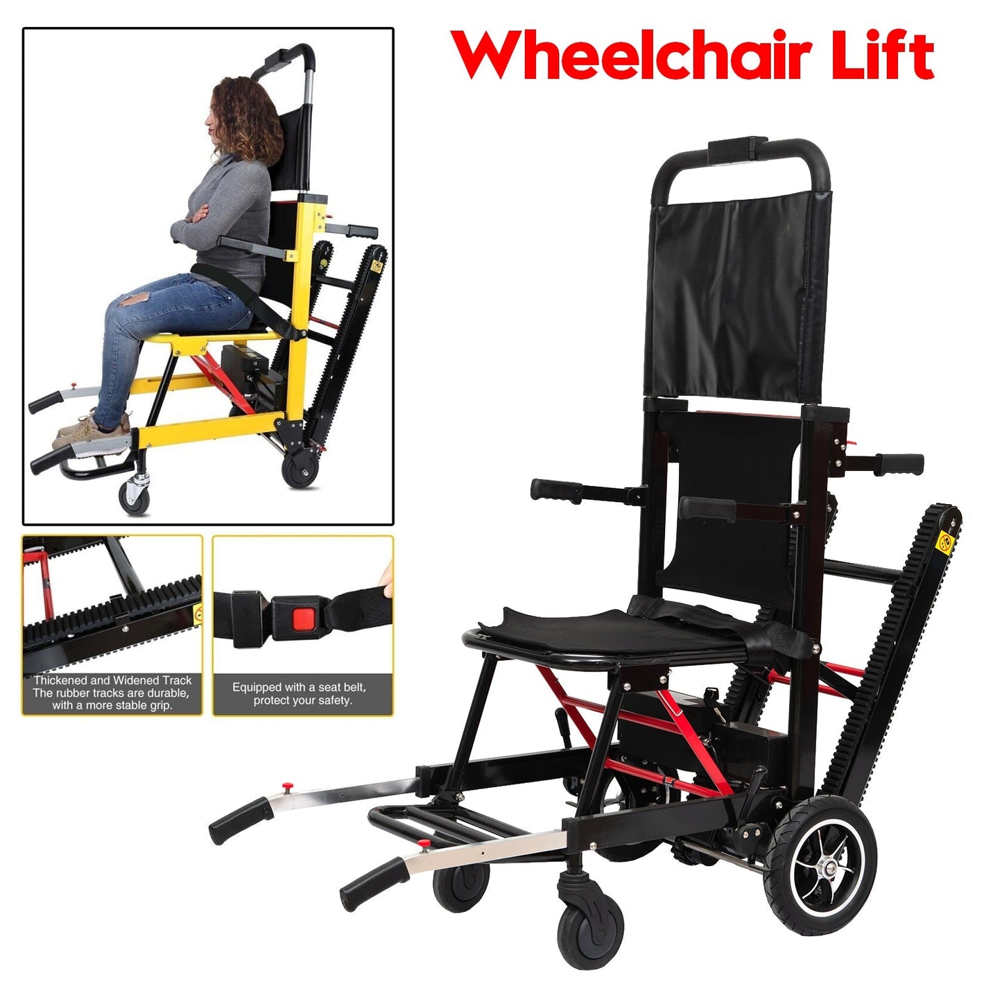 Large Wheel Motorized Climbing Wheelchair Stair Lifting Chair Elevator Disabled Generic