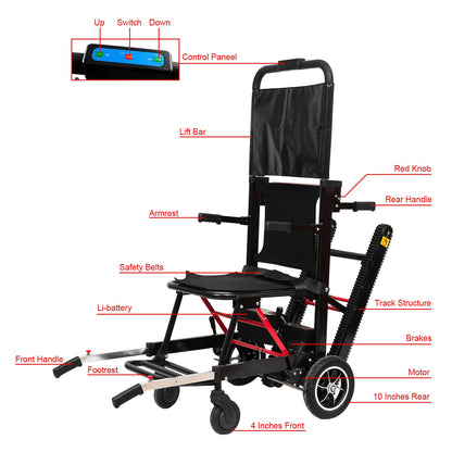 Large Wheel Motorized Climbing Wheelchair Stair Lifting Chair Elevator Disabled