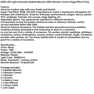 RGB LED Light Automatic Bubble Machine With Remote Control Stage Effect Party