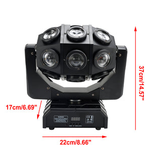 Moving Head Beam Light 180W Moving Head Light RGBW 360°Rotation DJ Lights DMX 512 with Sound Activated