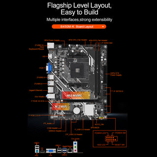 B450M-K Computer Motherboard AMD Socket AM4 CPU WIFI NVME Gigabit Network Card