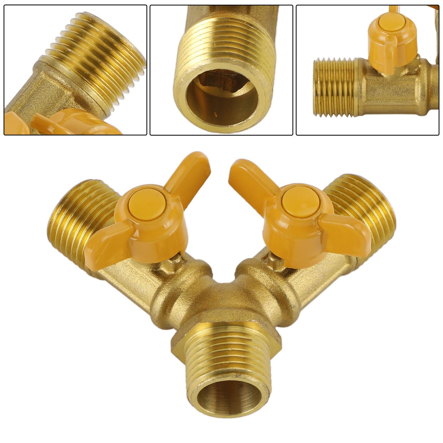 3 Way Shut off Ball Valve 1/2" Hose Barb Y Shaped Valve 2 Switch Brass Fitting Generic