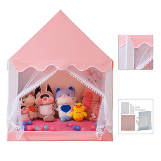 Assembly Tent with Metal Frame Kids Indoor Play Tent for Boys & Girls Optional Star Lights & Mat Portable Children’s Playhouse with Carry Bag Pink Mesh Window