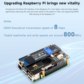 PCIE to M.2 Rotor 8Gbps Transmission Raspberry Pi5 Expansion Board M.2 Interface