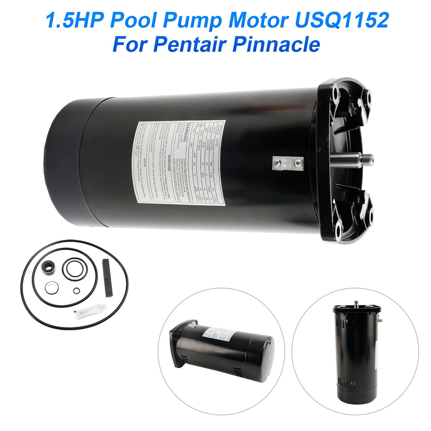 USQ1152 1.5HP Square Flange Pool Pump Motor and Seal Kit For Pentair Pinnacle