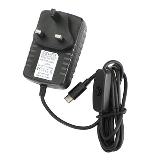 5V/3A Power Adapter USB Type-C Charger Switch for Raspberry Pi 4 Model B UK Plug