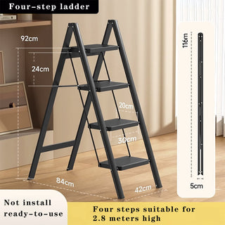 4-Step Folding Step Ladder, Aluminum - Wide Anti-Slip Treads, Lightweight & Compact