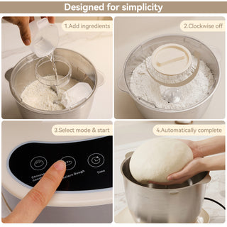 Electric Dough Mixer 7.4qt Large Capacity Electric Dough Maker with Ferment Function For Baking Bread Dough&Pizza Dough 304 Stainless Steel Kitchen Stand Mixer