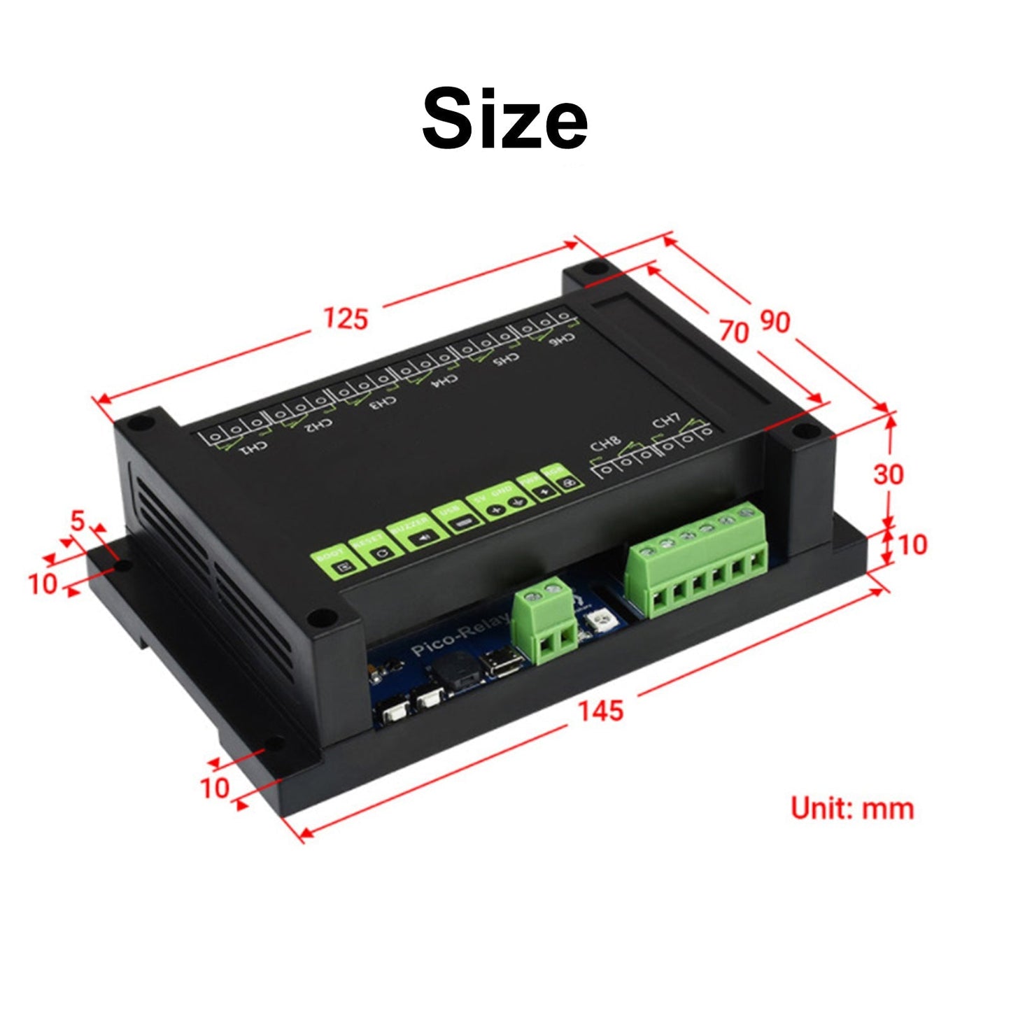 8-CH Relay Expansion Module Case HAT Kit For RPI Raspberry Pi Pico W WH Board Generic