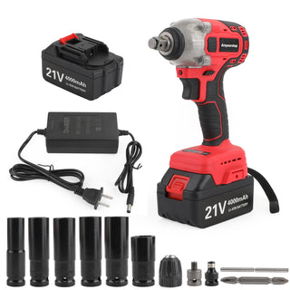 1/2" 21V Brushless Impact Wrench Torque Rattle Gun Electric Ratchet w/battery