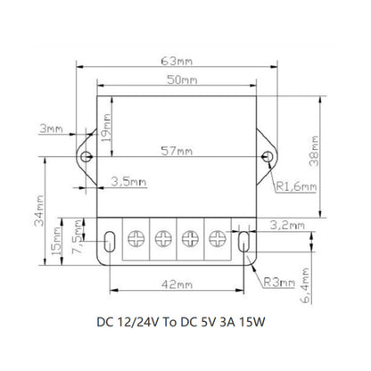 DC 12V/24V Step Down To DC 5V 3A 15W Voltage Regulator Reducer Power Converter Generic