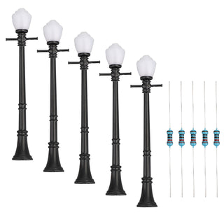 5pcs LCX04 Model Railway Lamppost lamps Street Lights O Scale LEDs
