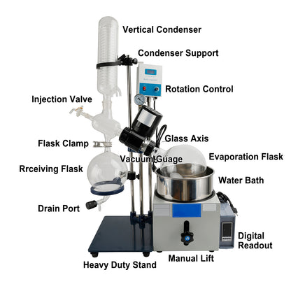 5L Rotary Evaporator Rotavapor Vacuum Evaporation Digital Water Bath Lab