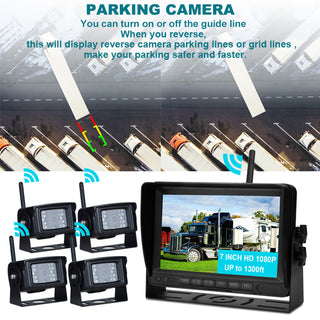 7 inch Display Wireless AHD 1080P Rear View Backup Camera Kit for Truck Trailer