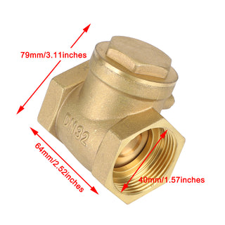 1-1/4" Brass Swing Check Valve NPT Threaded Plumbing Fitting