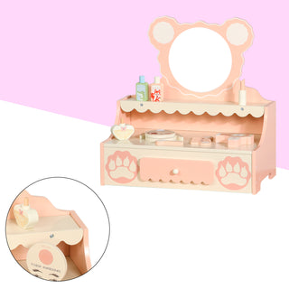 Princess Vanity for 3+ Years Old Kids Kids Vanity Set with Storage Drawer Little Girls' Makeup Table with Mirror Toddler Pretend Play Vanity Desk with 8 Makeup Accessories