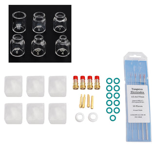 30Pcs TIG Welding Stubby Gas Lens  Cup Kit Fits For Tig WP-17/18/26 Torch