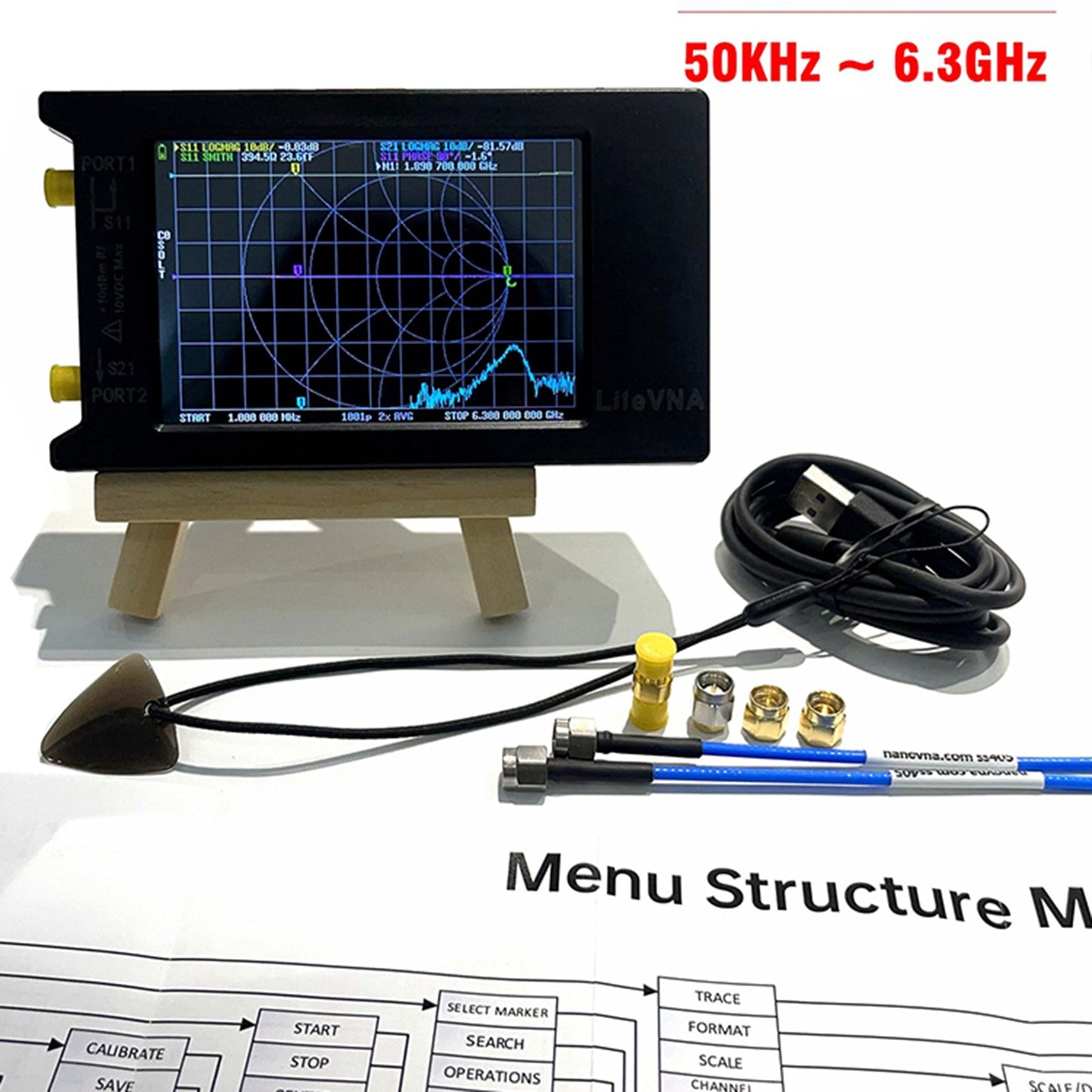 4" 50Khz-6.3Ghz Vector Network Analyzer Antenna Analyzer For MF HF VHF Generic