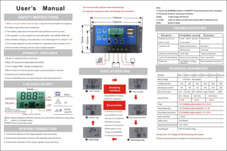 PWM Charge Dual USB Controller Solar Panel Battery Regulator LCD 60A 12V/24V