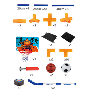 3In1 Scoring Basketball Stand Football Hockey Toy Gift Set For 3+ Years Kids  Toy