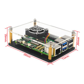 Multi-Layer Acrylic Shell Raspberry pi5 Transparent Protective Case Cooling Fan