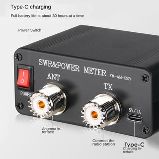 1.8MHz-54MHz Standing Wave Meter 240*240 Full Color Display 0.5-120W Power meter