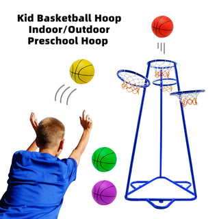 Early Learning 4 Hoop Kid Basketball Hoop Indoor/Outdoor Preschool Hoop Set Blue