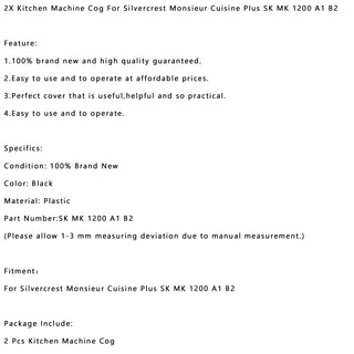 2X Kitchen Machine Cog For Silvercrest Monsieur Cuisine Plus SK MK 1200 A1 B2