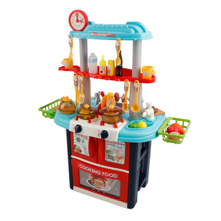 Plastic Tableware Kitchen Set With Sound, Light And Spray Function Kid Toy Blue