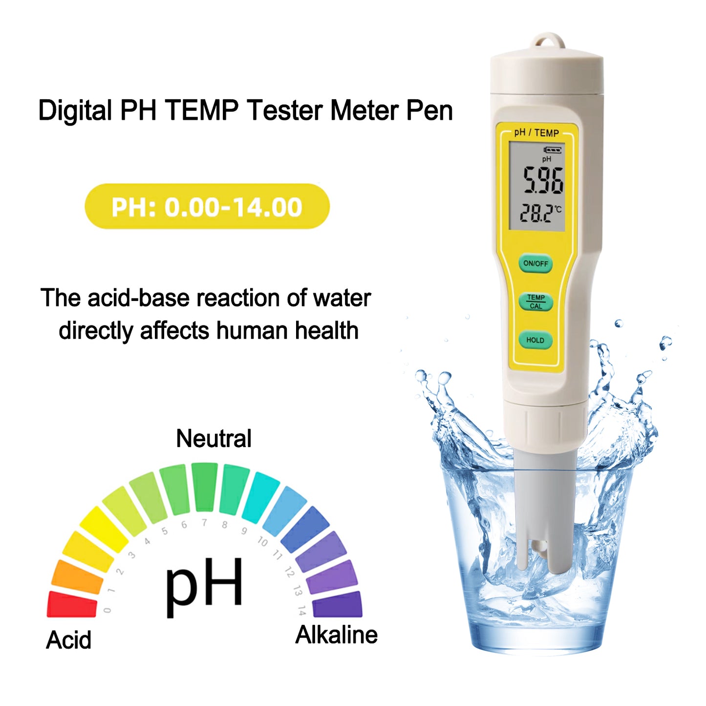 Digital PH TEMP Tester Meter Pen For Aquarium Pool Wine Water Laboratory Food