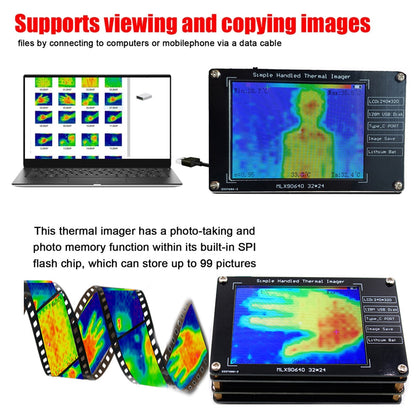 MLX90640 Digital Thermal Imager 2.8" Infrared Temperature Sensors Detection Tool Generic