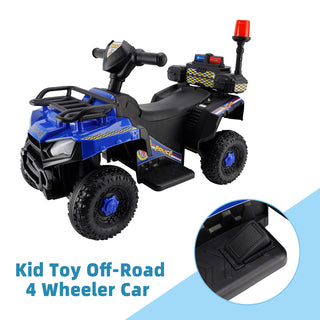 Dual Electric 6V Ride On Atv Police Car For Kid Toy Off-Road 4 Wheeler Car Toy