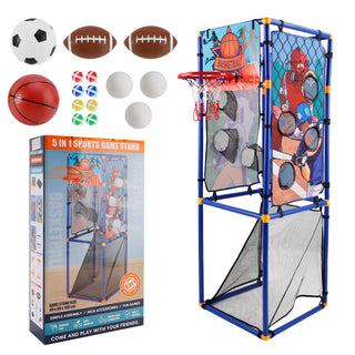 5In1 Multi Toss Game Set Play Football,Baseball,Basketball,Rugby And Fly Ball