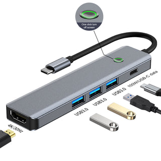 5 in 1 TYPE-C USB3.0 HDMI PD100W Interface Hub Adapter Dock for MacBook Pro 15