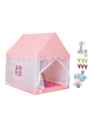 Mesh Window Portable Children’s Playhouse with Carry Bag Pink Assembly Tent with Metal Frame Kids Indoor Play Tent for Boys & Girls Optional Star Lights & Mat