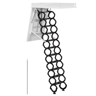 11 Steps Electirc Attic Ceiling Ladder 31.5*43.31" Black Alloy steel Loft Stairs