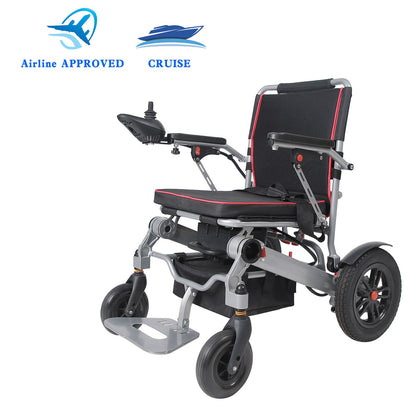 Seniors Compact Portable Airline Approved Electric Wheelchair for Adults Intelligent Power Wheelchairs Lightweight Foldable All Terrain Motorized Wheelchair