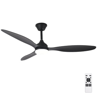 Remote Quiet 6 Speeds Black White Modern 52" Pendant Ceiling Fan with Light