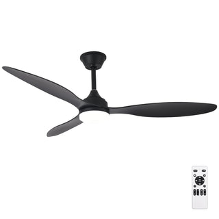Remote Quiet 6 Speeds Black White Modern 52" Pendant Ceiling Fan with Light
